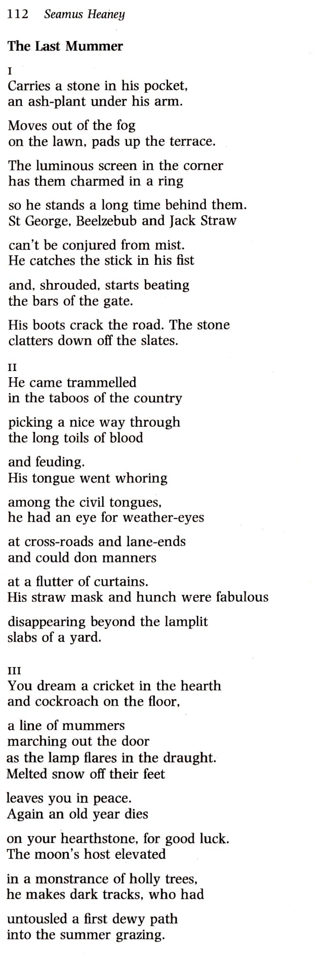 seamus heaney, the last mummer