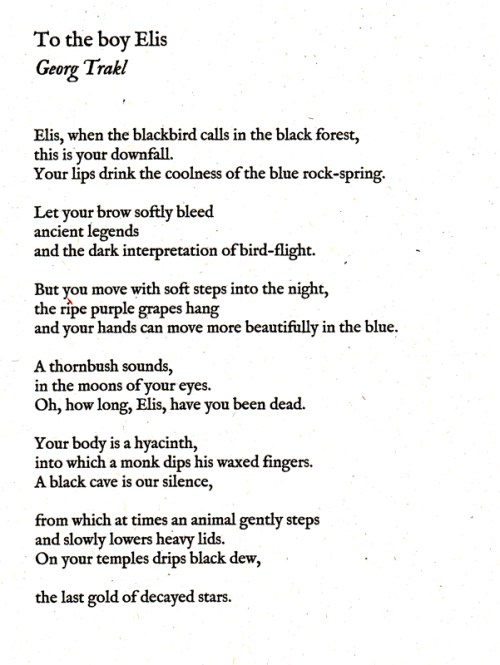 Georg Trakl to the boy elis